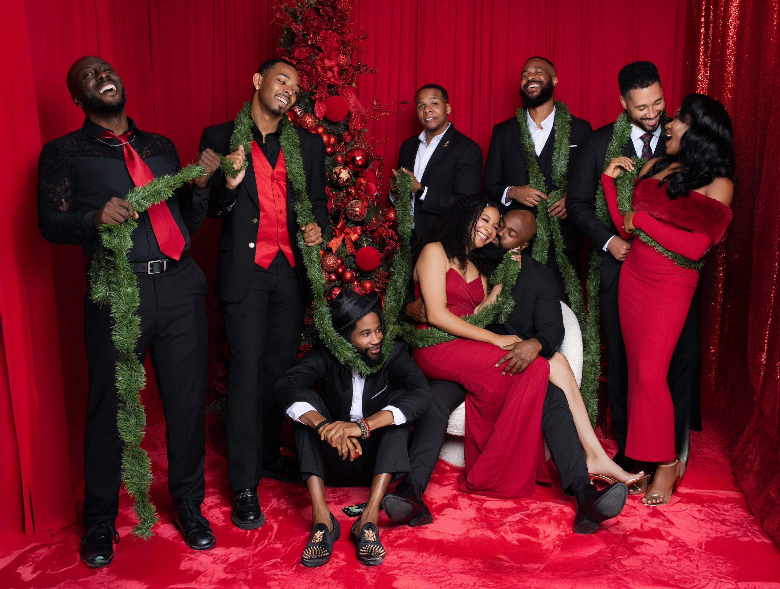Group holiday portrait session photographed in Houston